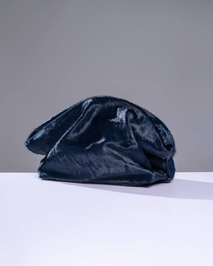 Blue Fur Oyster Purse