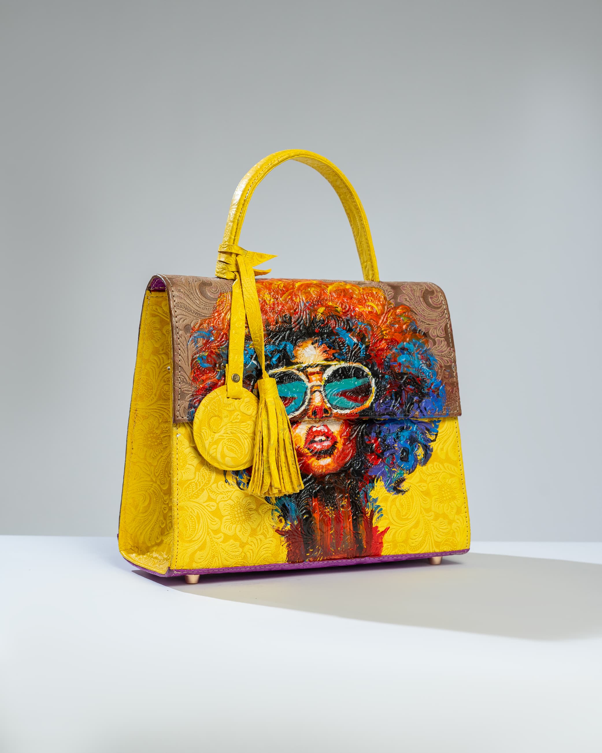 Yellow and brown elegant midi bag.- sunny chic inspired.