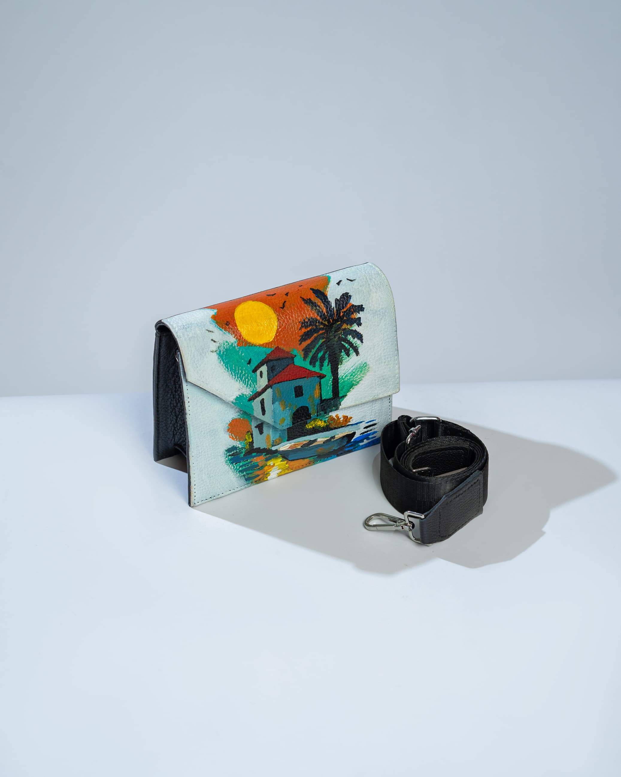 Black Cross Body Bag- Sea side inspired.