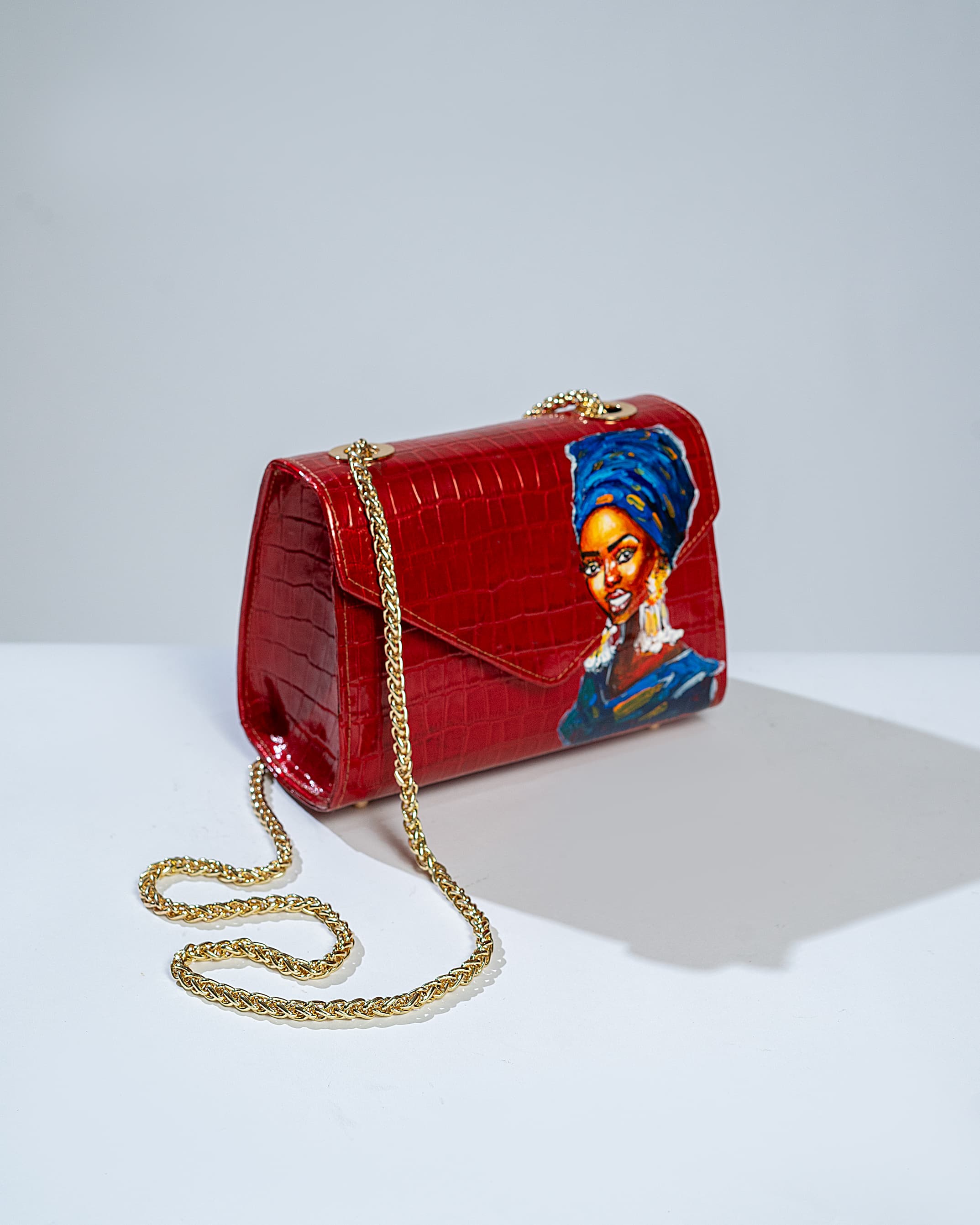 Red Midi Chain bag- blue asoke babe inspired.