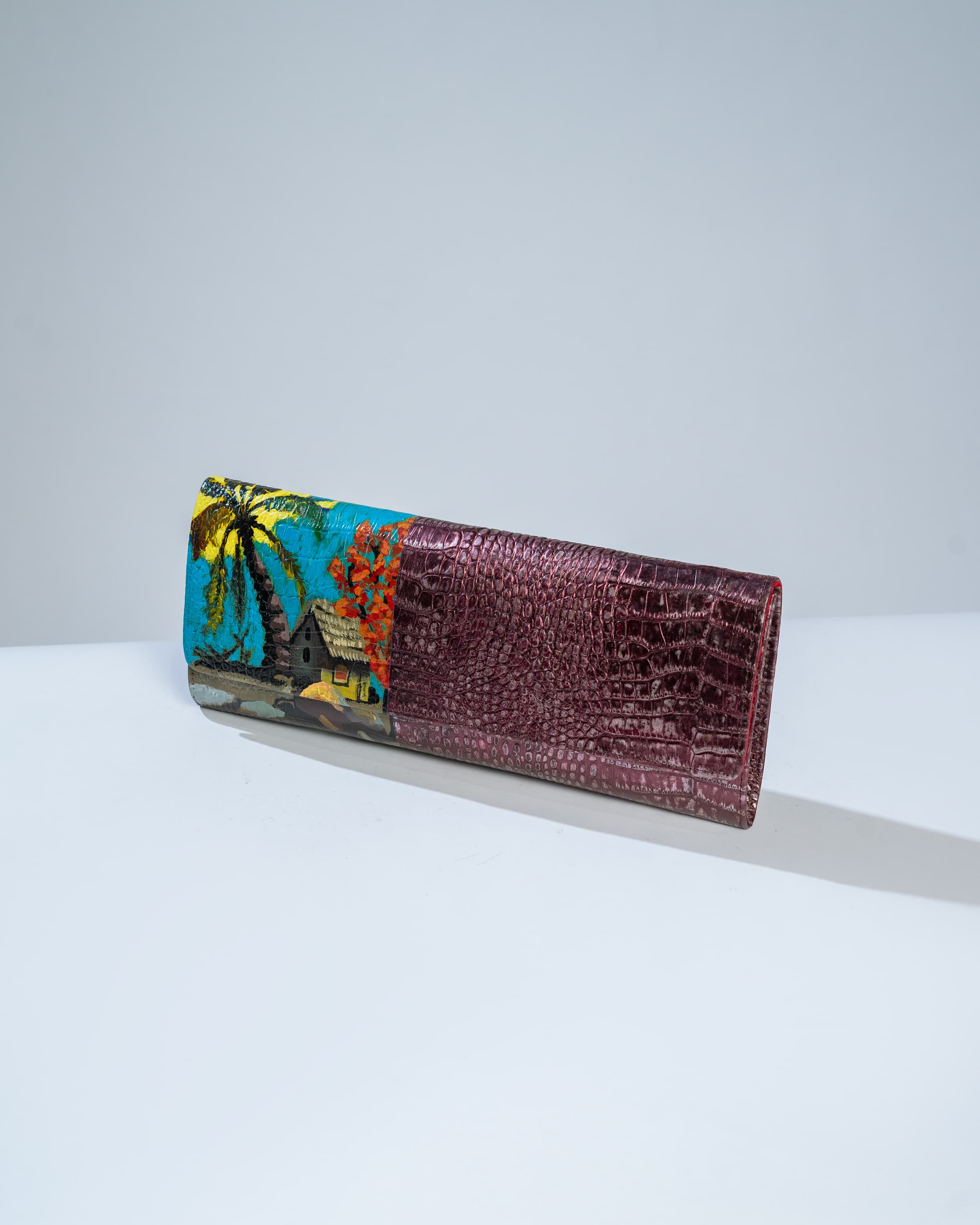 Brown elegant long purse -village art inspired