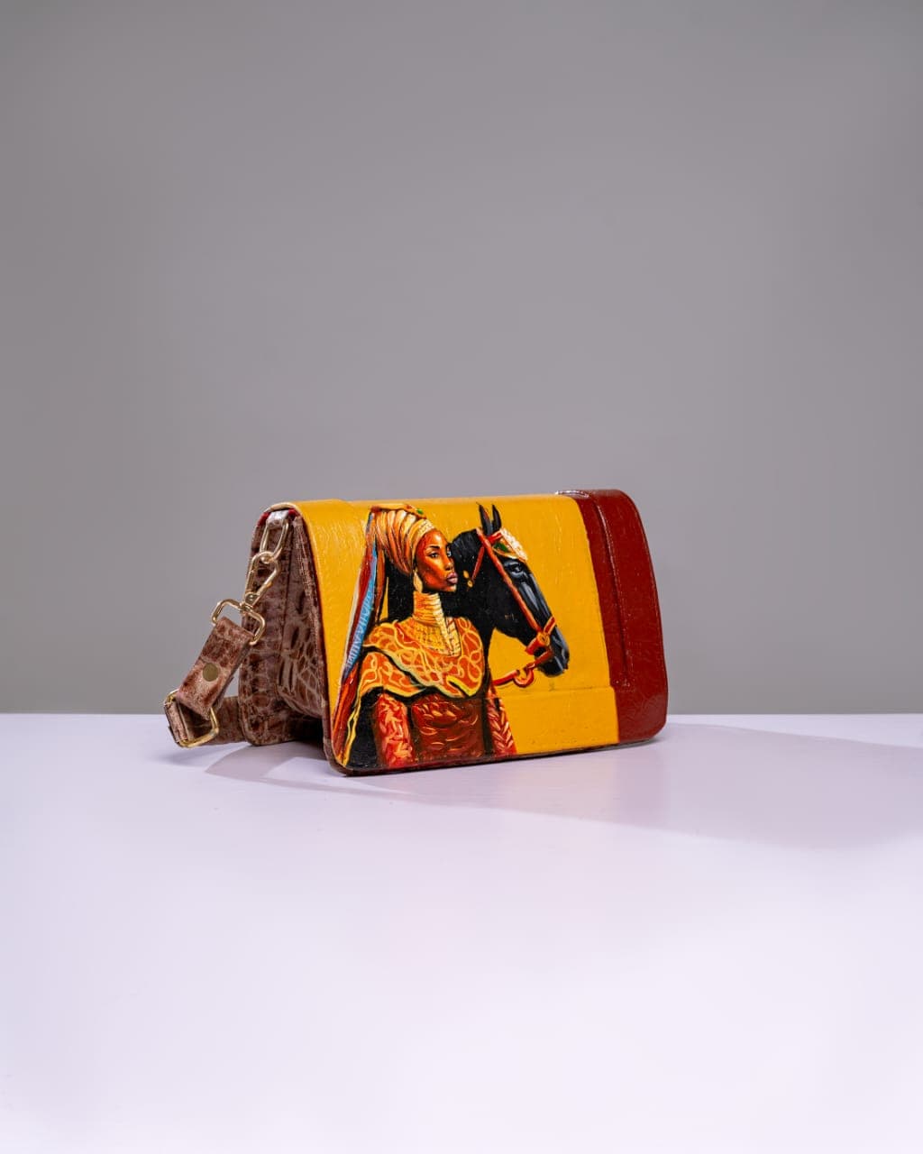 Brown Croc ilor shoulder bag