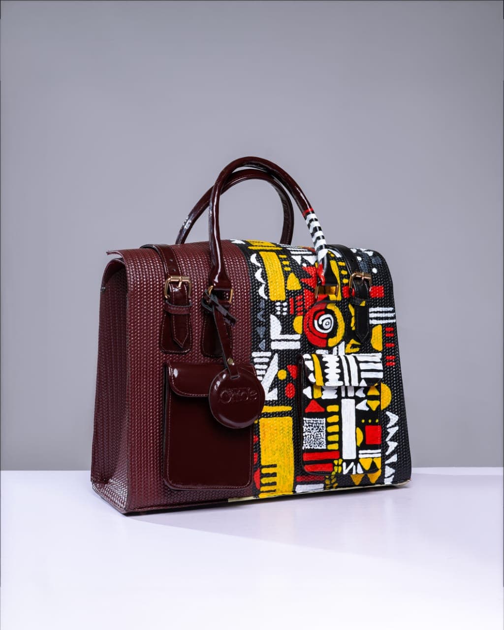 Dark brown Kente Inspired Multipurpose Bag