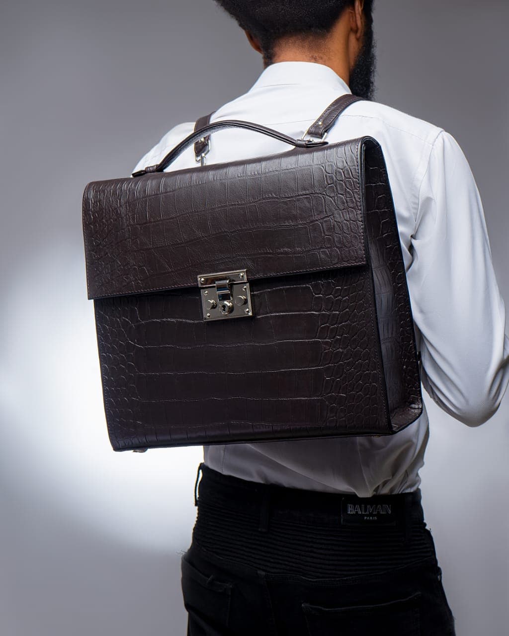 Coffee Brown Leather Carry-On Laptop Bag