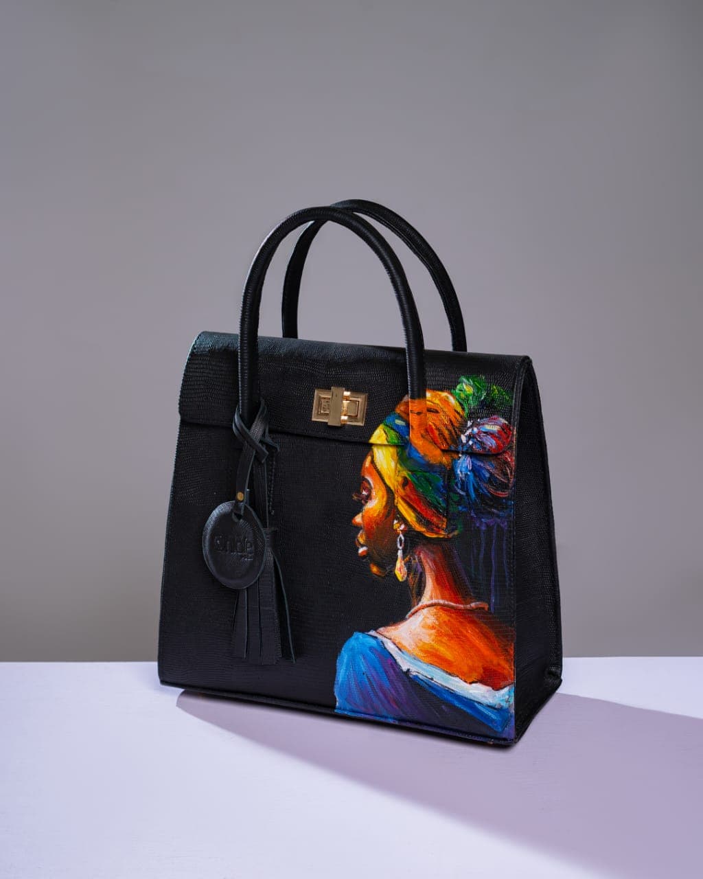 Black Gome Luxe Bag, Exaggerated Clasp