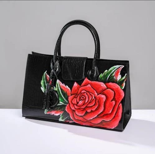 Black Classic Maxi Bag Red Rose Inspired