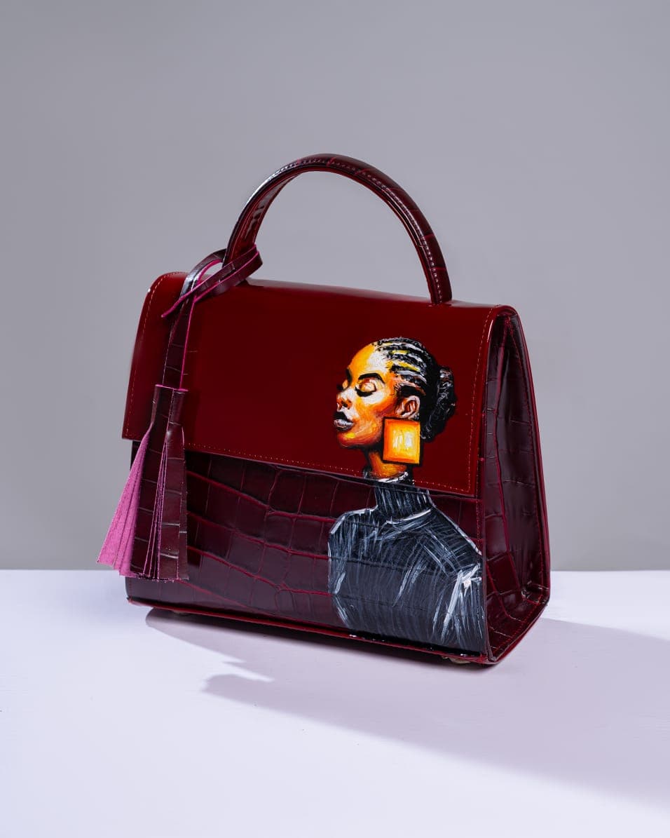 Deep Wine Elegant Midi Bag, ókpéké Inspired