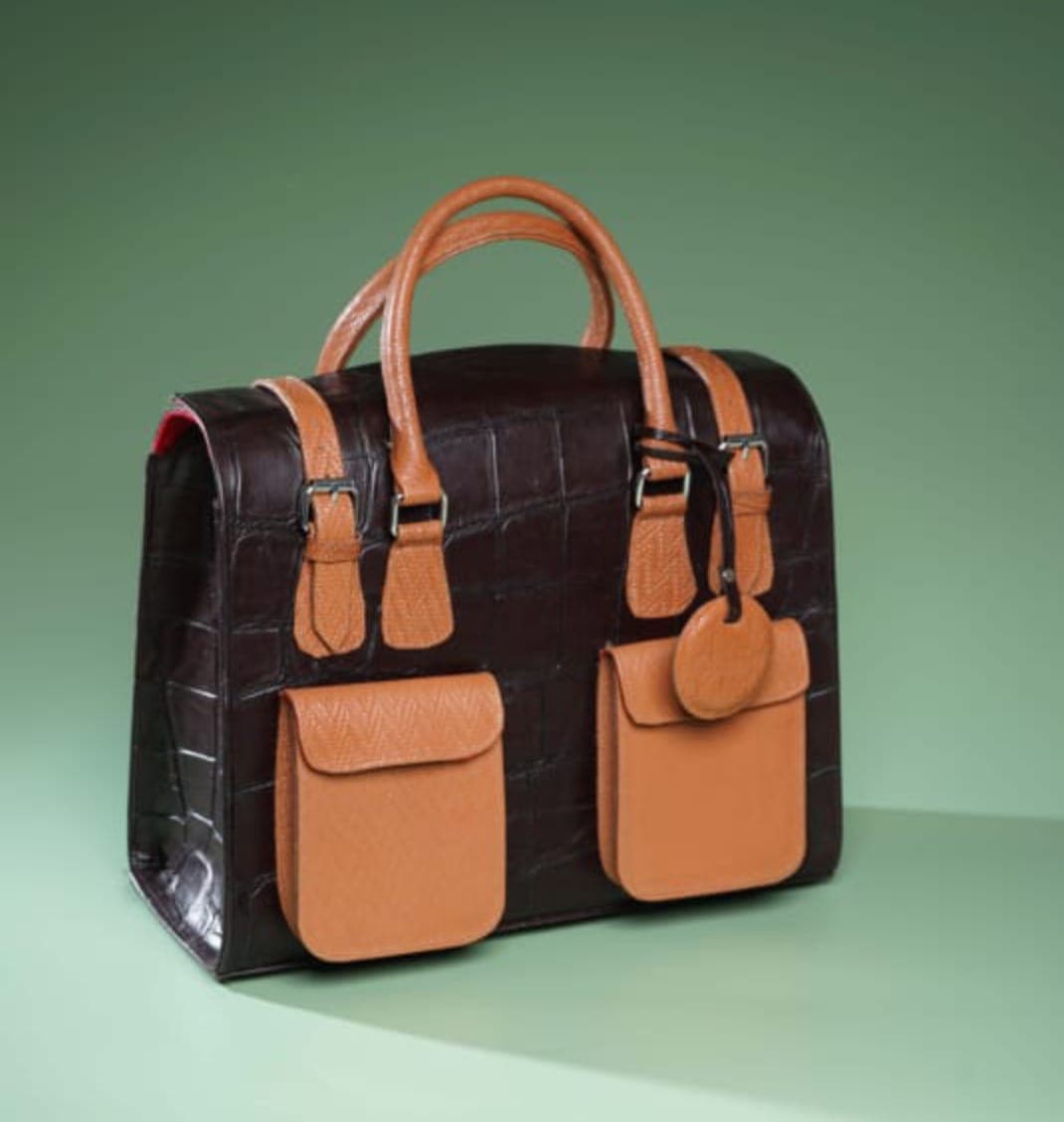 Dark & Light Brown Leather Mix Multipurpose Bag