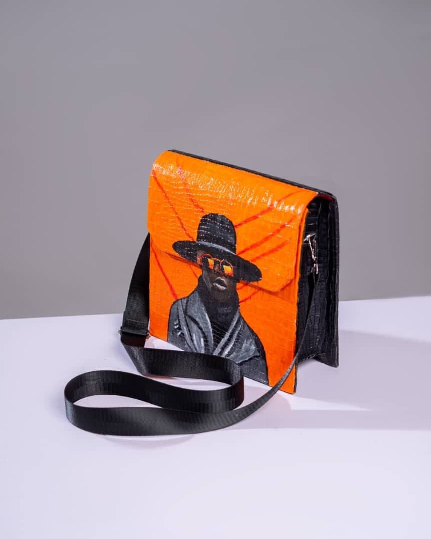Black & Bright Orange Cross Body Bag