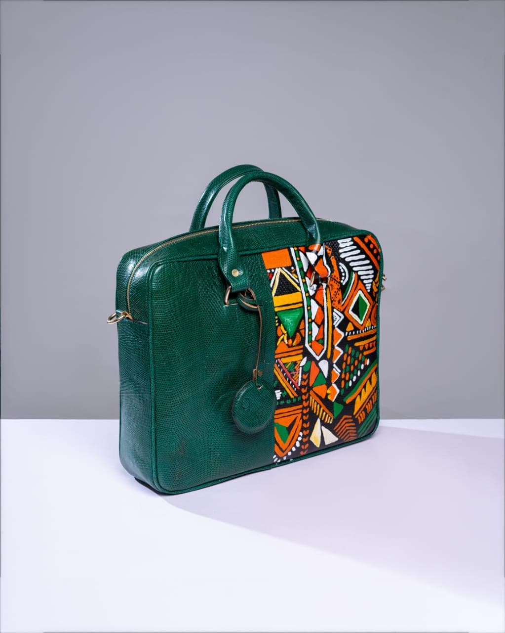 Green Classic Laptop Bag, Kente Inspired