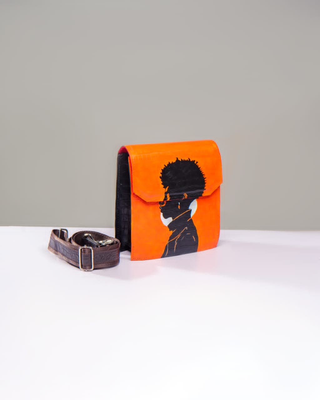 Bright Orange Cross Body Bag Silhouette Inspired