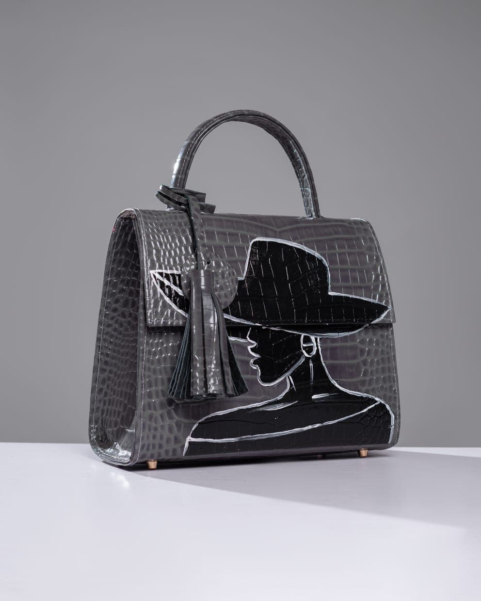 Grey Elegant Midi Bag Shadow Inspired