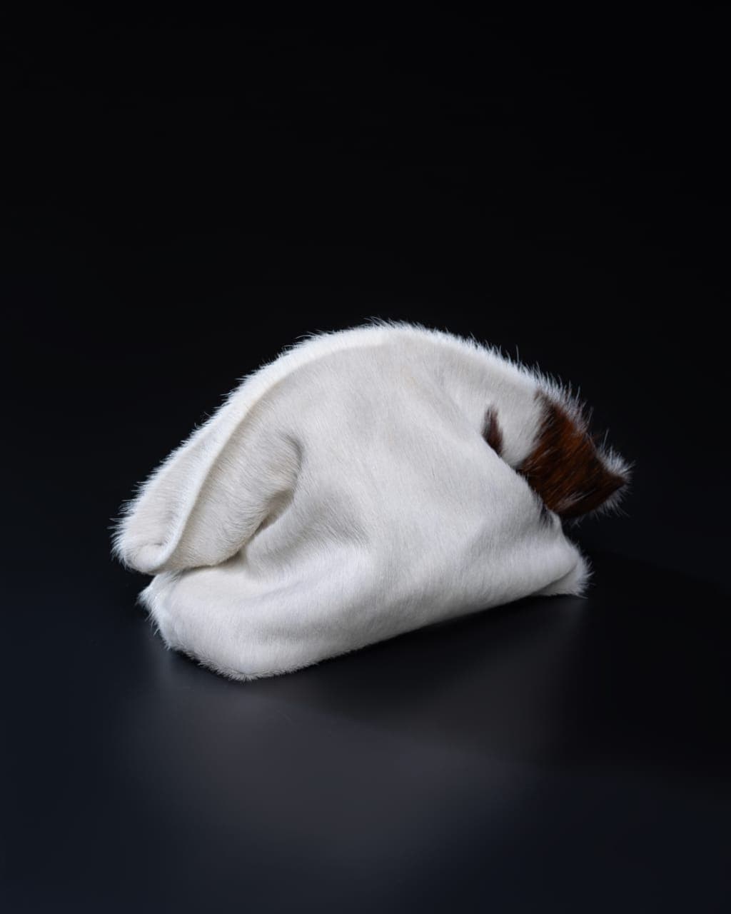 White and Brown Fur Oyster Purse