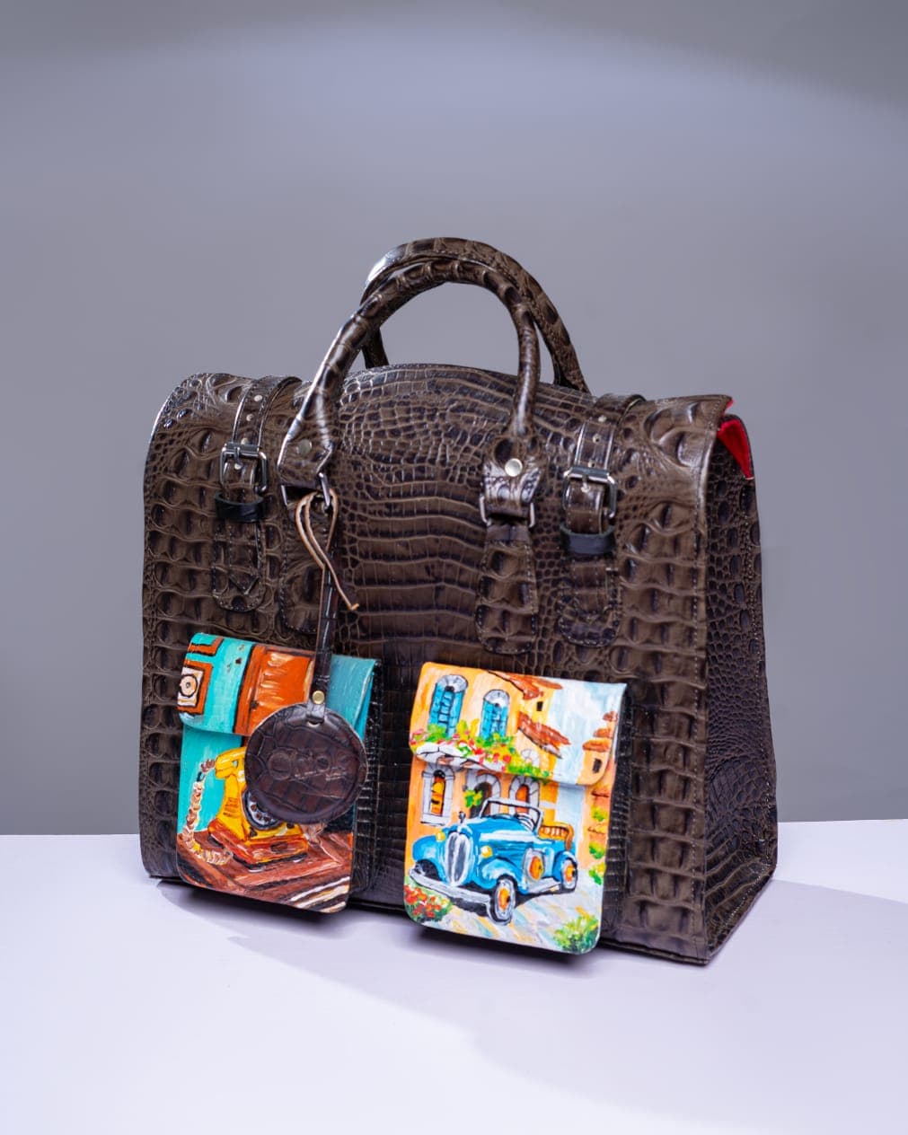 Hand-painted Croc Styled Multipurpose Bag