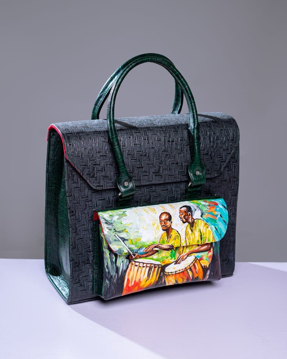 Black Forest Green Leather Mix - OTU Man Bag