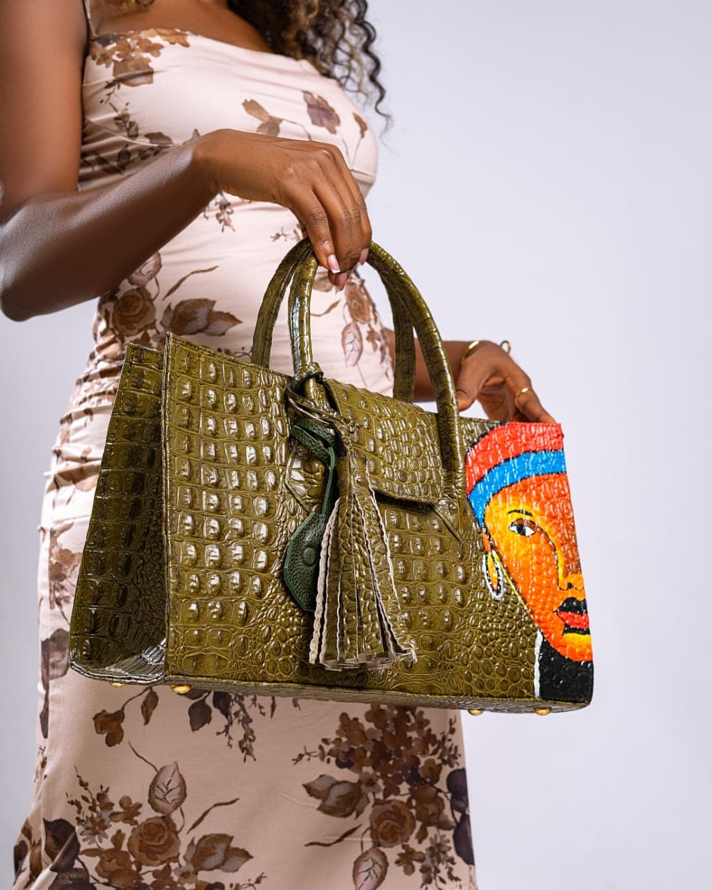 Green Croc Embossed Maxi Bag