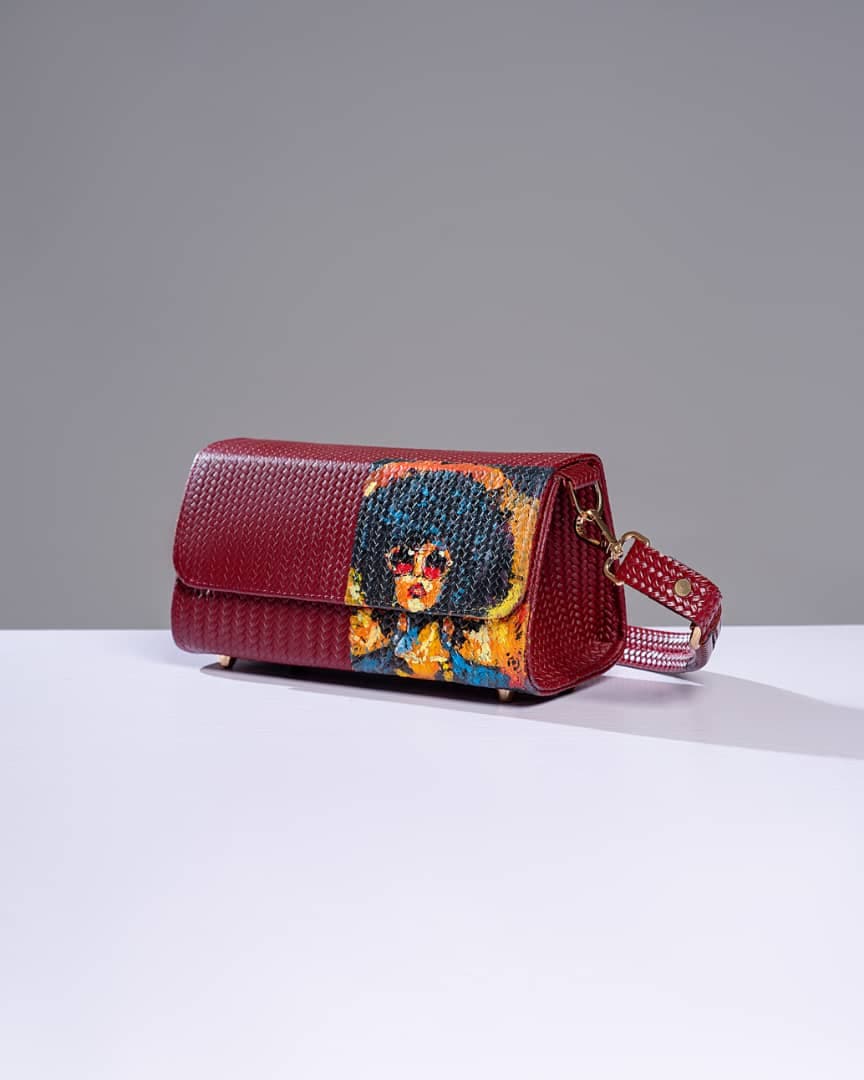Burgundy Mini Shoulder Bag, Afro Queen Inspired