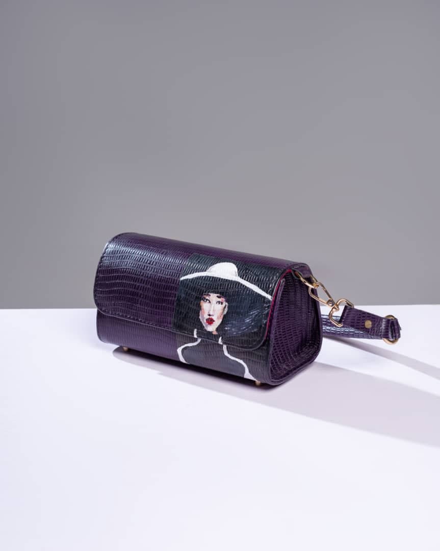 Purple Mini Shoulder Bag, White Hat Inspired